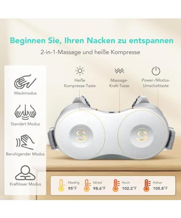 SKG H7 Shiatsu Neck Massage Device - Deep Tissue Relief with Heat | 4D Electric Kneading 4 Heating Levels & Massage Modes | Ideal for Pain Relief - Perfect Gift for Moms - Buy Online on GoSupps.com