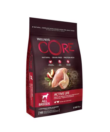 Wellness Core Active Life All Sizes Active Dog Food Natural & Grain Free Chicken & Turkey 10 kg