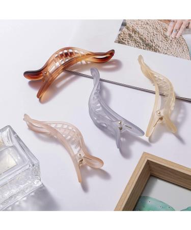 Women's Alligator Hair Claw Clips - Strong Hold Jumbo Matte, Set of 4, Fashion Hair Accessories for Styling - A-Colorful - Buy Online on GoSupps.com