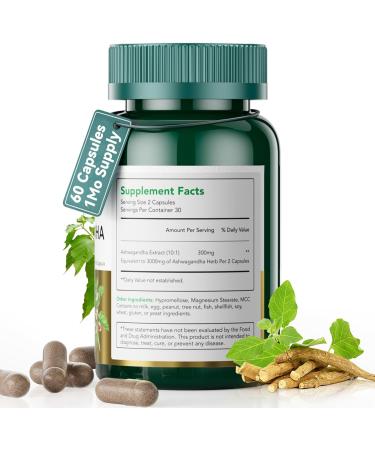 Ashwagandha Supplements with 150 mg of Extract(1500mg Herbs) for Energy Support Occasional Sleeplessness, Organic Ashwagandha Capsules for Men & Women - Gluten Free & Non-GMO, 60 Capsule - 1 Mo Supply 60 Count - 1 Pack - Buy Online on GoSupps.com