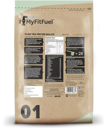 MyFit Fuel Clean Plant Pea Protein Isolate (27.4g Protein 4.9g BCAA 10.6g EAA) |Easy to Digest | Vegan Plant Protein Powder 1Kg 28 Servings (MixFruit)  - Buy Online on GoSupps.com