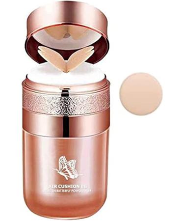 Coussin papillon BB cr me BB cr me coussin d'air correcteur hydratant base de maquillage lumineuse longue dur e avec ponge de maquillage papillon coussin d'air BB cr me (blanc vin) 30 ml (Lot de 1) Lvory blanc.