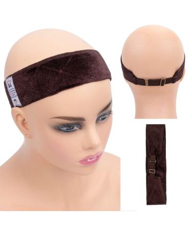 GEX Wig Grip Band with Adjustable Elastic Closure Flexible Velvet No Slip Wig grip Headbands Cap for Wigs(Brown)