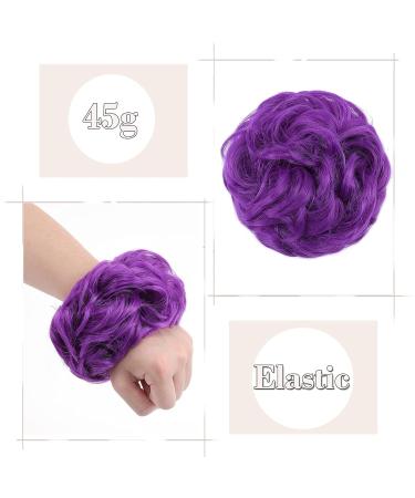 Silk-Co Hair Part with Rubber Band | Wavy Soft Bun Extensions | 45g Thickening Curly Messy Updo in Lila Purple - Buy Online on GoSupps.com