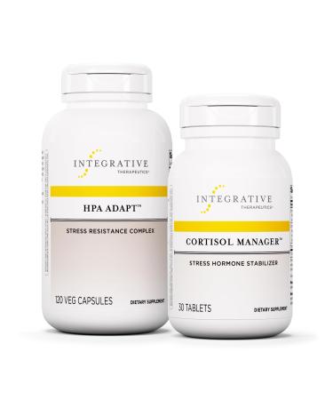 Integrative Therapeutics Bundle with Cortisol Manager 30 Tablets - Stress Support Supplement with Ashwagandha* - & HPA Adapt 120 Vegan Capsules - Support a Healthy Stress Response wit