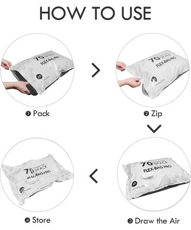FLEXTAILGEAR Vacuum Storage Bags with Electric Air Pump - 6 Pack (S, M, L) - Space Saver Bags for Travel and Home - White - Buy Online on GoSupps.com