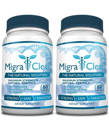 MigraClear 60 Capsules - Natural Migraine Support with Magnesium, Ginkgo Biloba, Ginger & Feverfew - 1 Bottle Pack - Buy Online on GoSupps.com