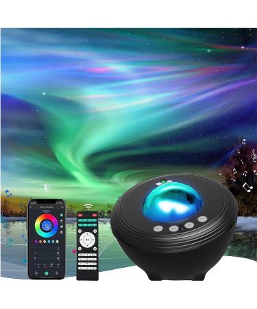 Aurora Projector Smart Galaxy Light Projector Star Projector Starry Light Projector Night Light with Bluetooth Music Speaker White Noise APP/Remote/Voice Control DIY Light for Room D cor Party Black