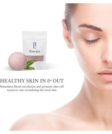 Organic French Pink Clay Konjac Facial Sponge for Sensitive Skin - Handmade, Unscented, Soft Exfoliation - Men and Women - Acne Care - Energia Pink Clay Sponge - Buy Online on GoSupps.com