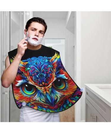 Colorful Owl Print Beard Bib Apron - Non-Stick Hair Catcher Perfect Gift for Men | One Size Black - Buy Online on GoSupps.com