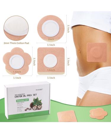 30Pcs Castor Oil Pack Wrap for Belly Button with 4oz Organic Castor Oil in Glass Bottle Highly Absorbent Cotton Belly Button Patches Self Adhesive 30pcs belly pack with oil - Buy Online on GoSupps.com