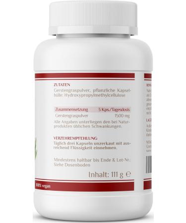 VITACONCEPT Barley Grass Capsules - 1500 mg Vegan Powder 180 Pieces - Laboratory Tested Made in Germany for Optimal Health - Buy Online on GoSupps.com