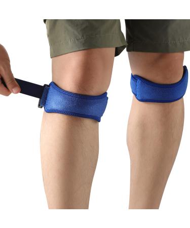 Patella Knee Strap, AGPTEK 2 Pack Knee Support Brace, Anti-slip with Silicone Pad for Hiking, Basketball, Volleyball, Running, Tennis etc, Blue