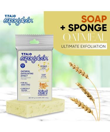 T.Taio Esponjabon Soap Sponge 2-Pack | Mother of Pearl & Oatmeal | Shower Scrubber & Bath Wash | Massage & Lather | Bathroom Accessories - Buy Online on GoSupps.com