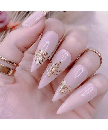 Gold Flowers Nail Art Stickers Decal - 3D Self-Adhesive Flower Leaf Lace Design for Women and Girls - Nail Supplies and Decorations - BL-001MJ - Buy Online on GoSupps.com