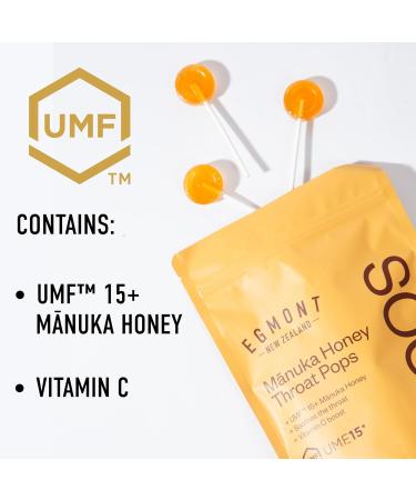 Egmont Honey Manuka Honey Throat Pops 10 Count | UMF 15+ New Zealand Honey with Vitamin C | Natural Soothing Lollipops - Buy Online on GoSupps.com