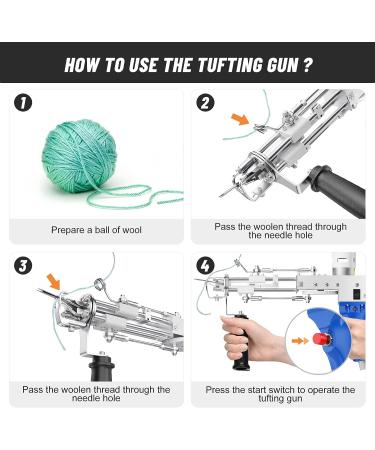 Kacsoo Electric Cut Pile Tufting Gun - Handheld Knitting Rug Gun (Blue Cut Pile) | 5-40 Stitches/Sec | 100V-240V - Buy Online on GoSupps.com