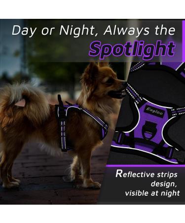 Eagloo Small Dog Harness - Adjustable Anti-Train Harness with Reflex Strips for Walking & Jogging - Durable Purple XS (1 Pack) - Buy Online on GoSupps.com