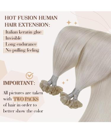 Hetto Real Hair Boning Extensions - Platinum Blonde #60 | 50g 40cm (16 inch) Remy Hot Fusion Hair Recovery - Buy Online on GoSupps.com