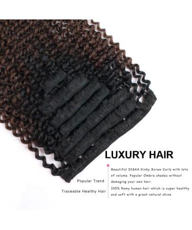 ABH AmazingBeauty Ombre Kinky Curly Clip-In Hair Extensions for Black Women â€“ 3C 4A Remy Human Hair, Chocolate Brown T4, 14 Inch, 115g - Buy Online on GoSupps.com