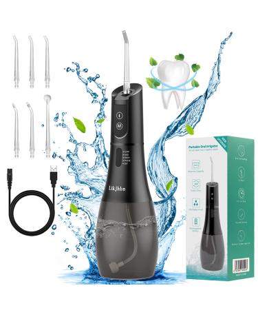 Water Flossers for Teeth Cleaning, Cordless Water Flosser with 5 Modes Rechargeable Water Dental Flosser Teeth Cleaner Plaque Remover for Braces Waterproof Oral Irrigator with 6 Jet Tips 400ML Black