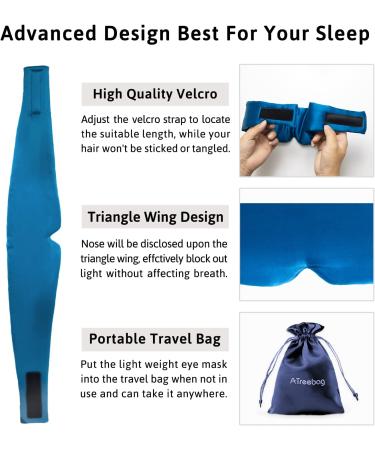 ATreebag Mulberry Silk Sleep Mask for Men & Women - Adjustable Blackout Eye Cover in Peacock Blue - Ideal for Sleep, Travel, Yoga - Large Size - Buy Online on GoSupps.com