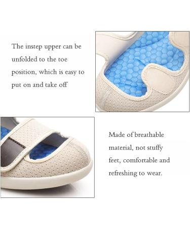 Yytcsjz Women's Summer Adjustable Diabetic Shoes - Grey, Extra Wide Orthopedic Shoes for Swollen Feet, Edema & Diabetic Elderly - 26.5cm - Buy Online on GoSupps.com