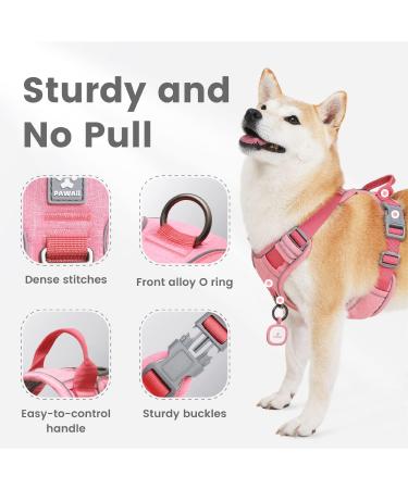 Pawaii Dog Harness for Small Dogs - Pink Adjustable Padded Reflective & Breathable with Handle - Anti-Drawing Design (Size S: 43cm-55cm) - Buy Online on GoSupps.com
