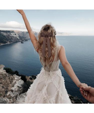 REYIN-CHHN Hair Bows for Women Hair Ribbons with Metal Alligator Clips Coquette Bows Preppy Teen Girl Gifts Trendy Stuff Cute Hair Accessories Aesthetic Things (black brown khaki) - Buy Online on GoSupps.com