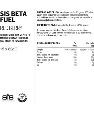 Science in Sport Beta Fuel 80 Dual Source Energy Drink Powder Red Berry Flavour Carb Powder 80g of Carbs Per Pack (15 Pack) - Buy Online on GoSupps.com