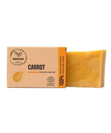 Soap Factory - Organic Carrot Soap Bar  Face and Body Soap for Men and Women  100% Natural Facial Cleanser  Organic Certified  Vegan  Cruelty Free  Handmade  3.88 ounce 3.88 Ounce (Pack of 1)