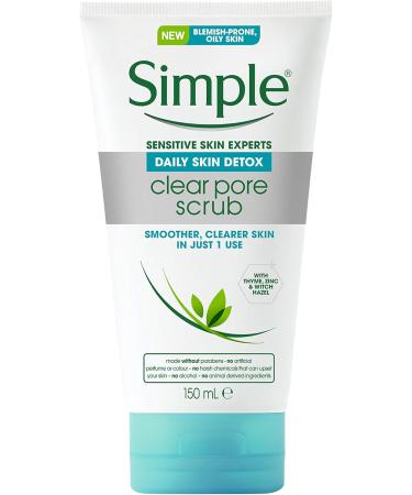  Unilever Simple Daily Skin Detox Clear Pore Scrub 6 x 150ml - Buy Online on GoSupps.com