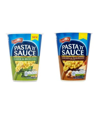 Batchelors Pasta 'n' Sauce Pots - 6 pots Set Bundle. 2 Flavours. 3 of Each: Chicken & Mushroom Cheese & Broccoli.