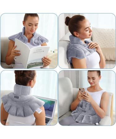 REVIX Microwavable Heating Pad for Neck Shoulders and Back | Weighted Neck Wrap with Moist Heat | Light-Gray - Buy Online on GoSupps.com