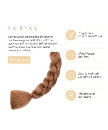 Buy Gairyan Jumbo Braids Extensions - 100g Ombre Synthetic Braiding Hair (60cm Light Auburn) for Box Crochet Braids - International Shipping Available - Buy Online on GoSupps.com