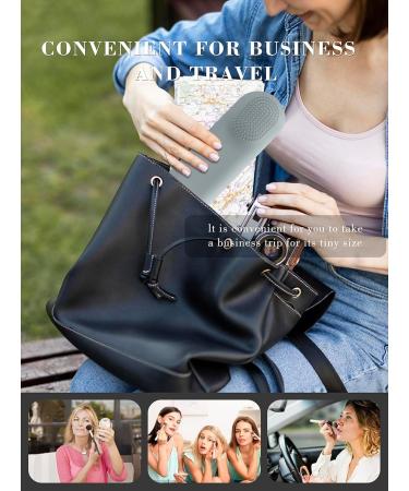 Travel Makeup Brush Holder - Portable Silicone Organizer with Cleaning Head & Magnetic Closure | Must-Have Cosmetic Tool for Women - Grey - Buy Online on GoSupps.com