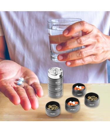 Aluminum Alloy Travel Medicine Organizer - Portable Waterproof Pill Box for Vitamins & Fish Oil | Large Capacity Weekly Organizer in Grey - Buy Online on GoSupps.com