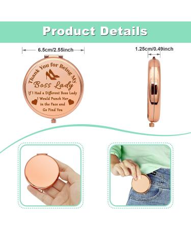 Boss Lady Retirement Gift Compact Makeup Mirror for Women | Leader Mentor Appreciation Thank You Gift | Folding Mirror for Her - Christmas Birthday Present - Buy Online on GoSupps.com