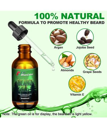 Beard Oil for Men - 100% Natural Sandalwood Scented Conditioner | Moisturizes & Softens Mustaches with Argan & Jojoba Oils | 60ml Leave-In Treatment - Buy Online on GoSupps.com