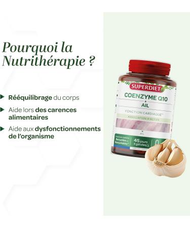 SUPERDIET - COENZYME Q10 AND GARLIC - Cardiovascular - Nutritherapy - Made in France - 180 capsules - Buy Online on GoSupps.com