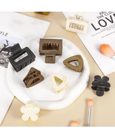 Heyu-Lotus 9 PCs Small Hair Claw Clips Set for Women - Matte Nonslip Square Flower Triangular Mini Clips for Thick, Fine, Medium, and Thin Hair - 2 Inch - Mixed Colors - Buy Online on GoSupps.com