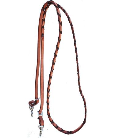 CHALLENGER 8ft Contest Laced Barrel Leather Rein w/Snaps - Western Horse Tack 6639 - Buy Online on GoSupps.com