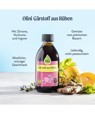 Olini Beetroot Fermentation Drink 500ml | Natural Probiotic with Lemon Turmeric & Ginger | Preservative-Free Freshly Pasteurized - Buy Online on GoSupps.com