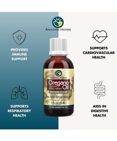 Buy Amazing Herbs Pure Oregano Essential Oil - 100% Pure Oregano Oil for Cardiovascular Gastrointestinal & Respiratory Health - 1 Fl Oz - International Shipping Available - Buy Online on GoSupps.com