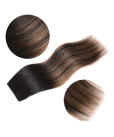 14 Remy Clip in Hair Extensions Natural Black to Chestnut Brown Highlight Ombre - Silky Straight Human Hair (5PCS, 70g) - 14 Inch Length - Buy Online on GoSupps.com