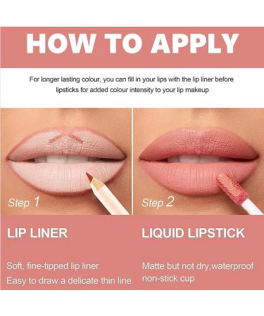 MIELIKKI Matte Liquid Lipstick and Lip Liner Set | Non-Stick Cup Lip Gloss + Lip Liner Pen | High Pigmented & Waterproof | Long-Lasting | 03 - Buy Online on GoSupps.com