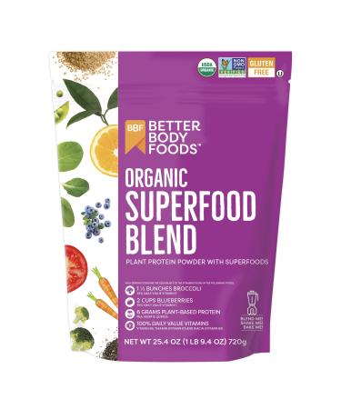 BetterBody Foods Superfood Organic Blend Powder, 6g of Vegan Protein per Serving, Add to Morning Smoothies Fruit Shakes or Juices, Soy-Free, Gluten-Free, 1.58 lb Organic Superfood Blend 25.4 ounces
