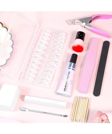 Lnhgh Gel Extension Nail Kit Artificial Extension Nail Set With Tips For Girls | With Nail Gel Nail Paint Brush Nail Scrub Strip Nail Scissors Nail Tips Nail Lamp Transparent Tips Nails Set - Buy Online on GoSupps.com
