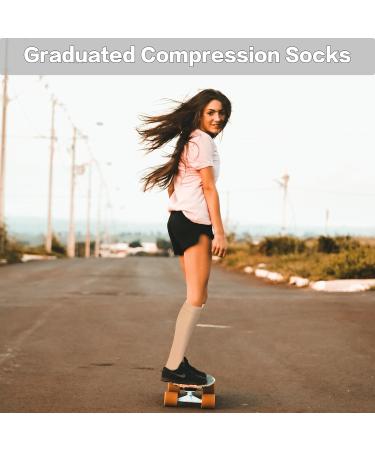 Ktinnead Compression Socks for Women & Men | 20-30 mmHg Knee High Opaque Graduated Stockings | Unisex Open Toe in Beige - Medium Size - Buy Online on GoSupps.com