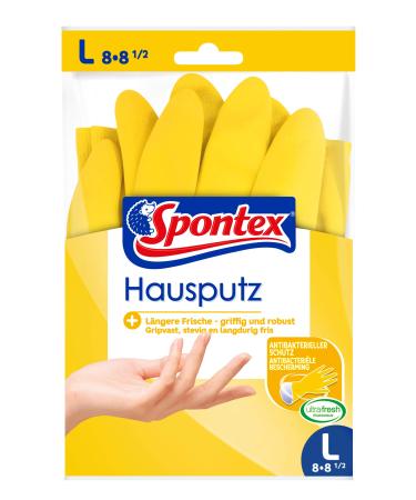 Spontex Hausbl tz Gloves for all plaster and maintenance work in the household handy and robust inside with cotton flocking size L (10 x 1 pair) yellow l house plaster